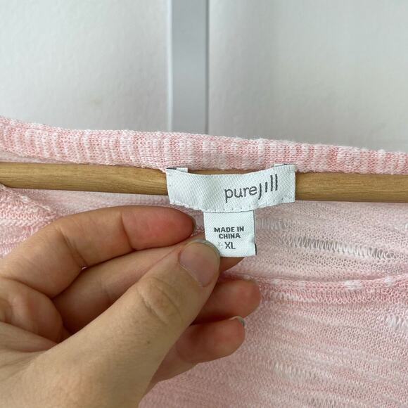 J. JILL Pure Jill  XL Lightweight Tunic Sweater Short Sleeve Cotton Viscose Pink - Picture 4 of 6